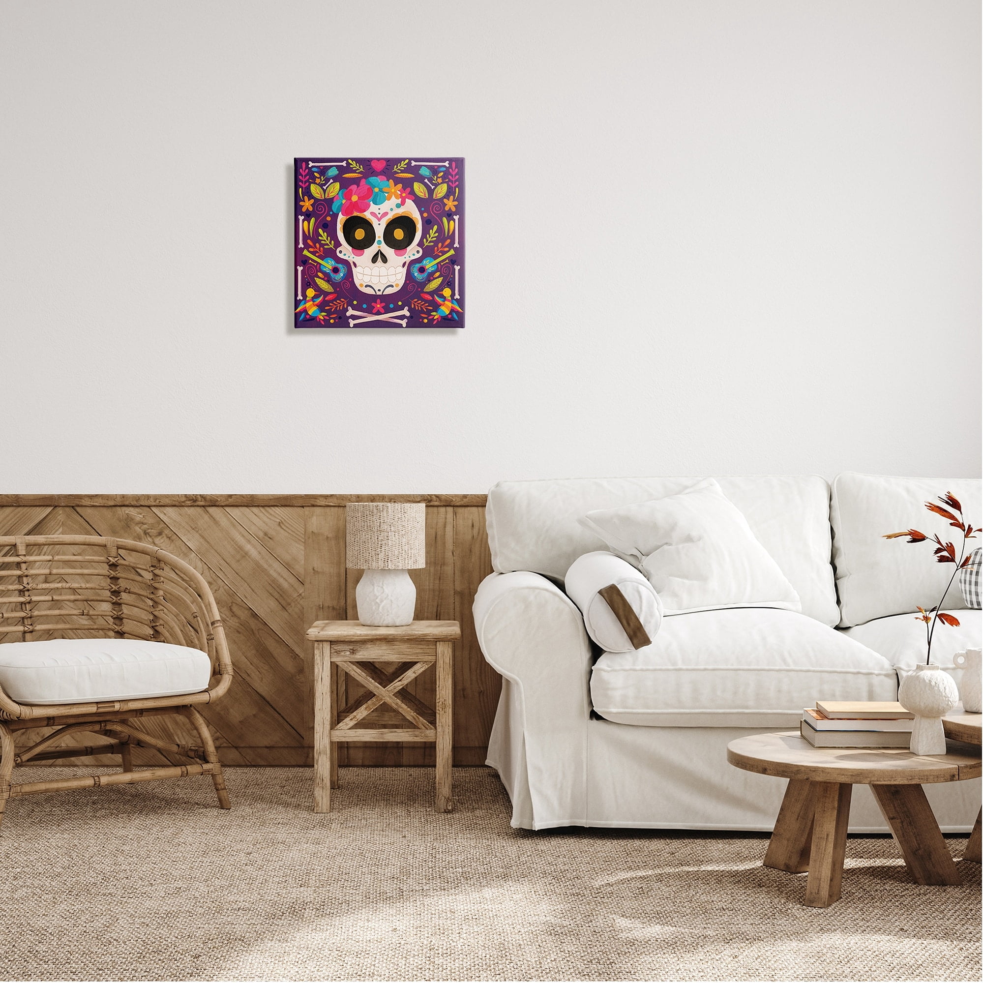 Stupell Industries Day Of Dead Floral Patterned Skull Holiday Painting Gallery Wrapped Canvas Print Wall Art