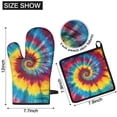 thumbnail image 6 of Colorful Rainbow Tie Dye Spiral Pattern Kitchen Oven Mitt and Pot Holder Sets 2 Pcs for Baking, Cooking and Grilling, Heat Resistant Up To 392 °F, 6 of 7