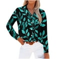 thumbnail image 4 of Women's Shirts Fashion Casual Loose Fit Long Sleeve Button Down Lightweight Collared Blouse Tops Green 3XL, 4 of 5
