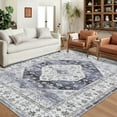 thumbnail image 2 of Hasoo Area Rug 6' x 9' Rug for Living Room Washable Indoor Vintage Floral Distressed Carpet, Blue, 2 of 7