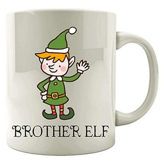 Elf Brother 11 oz Coffee Mug - Whimsical Pointed Ears White Ceramic Gift