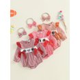 thumbnail image 3 of Miaouyo Infant Baby Girl Fall Romper 0 3 6 12 18 Months Bows Animal Rugby Embroidered Plaid Crew Neck Long Sleeve Romper and Bow Headband, 3 of 9