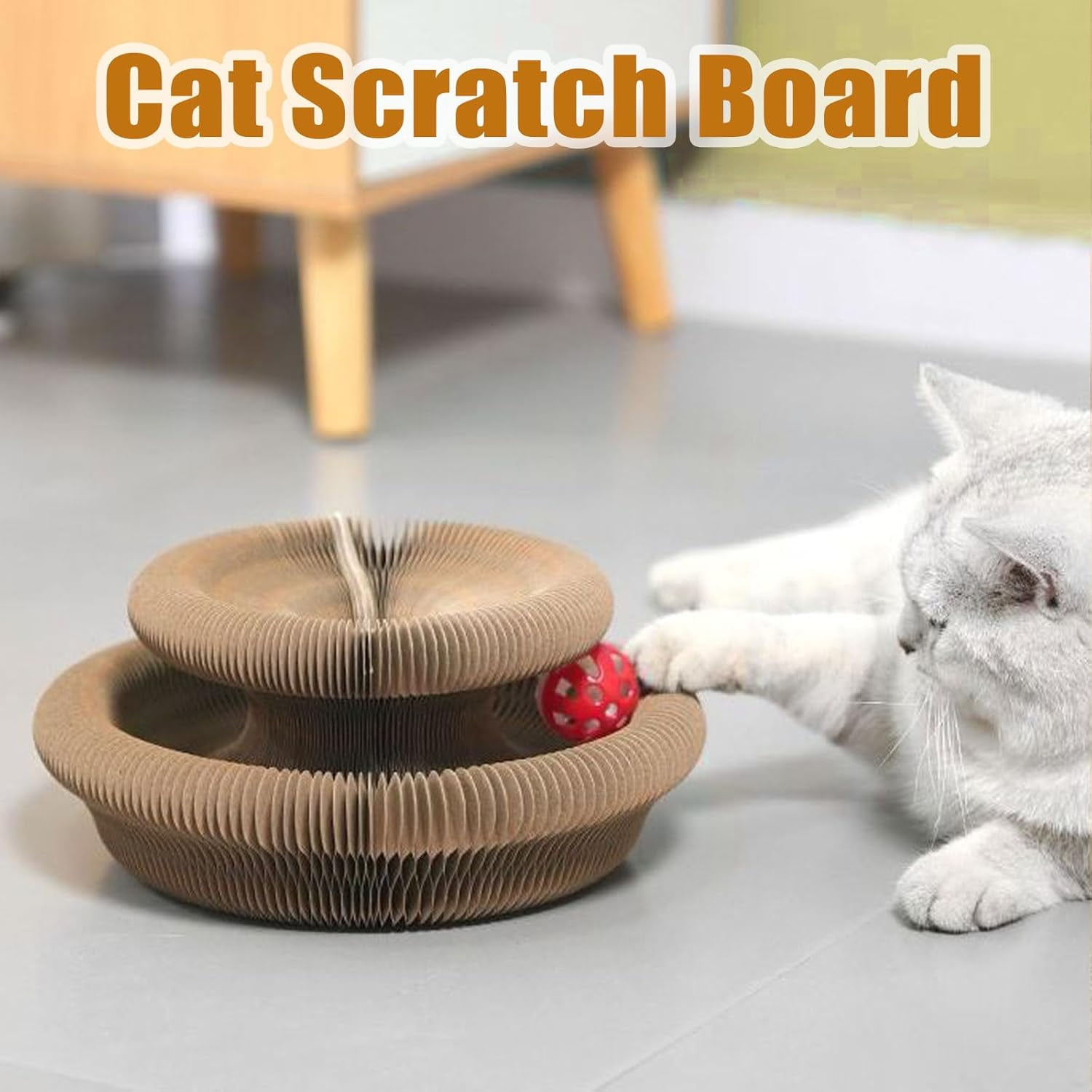 Cardboard Cat Toy, Interactive Foldable Cat Scratcher with Honeycomb Structure for Claw Care,Transformable Play Configurations, Exercise and Multi-Cat Play