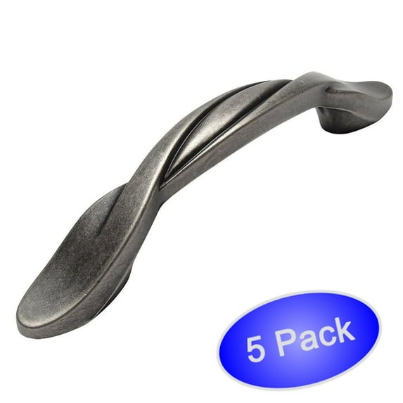 Cosmas 9009WN Weathered Nickel Twist Cabinet Hardware Handle Pull - 3" Hole Centers - 5 Pack