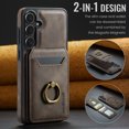 thumbnail image 2 of 2 in 1 Function Detachable Magnetic Phone Cases Compatible with Samsung Galaxy S25 Case with Card Holder Ring, Compatible with Magsafe Wallet, Slim Fit PU Leather Men RFID Blocking, Coffee, 2 of 10