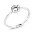 thumbnail image 2 of Gem Stone King 10K Solid White Gold Round White Diamond Contemporary Engagement Circle Ring for Women (Size 7), 2 of 3