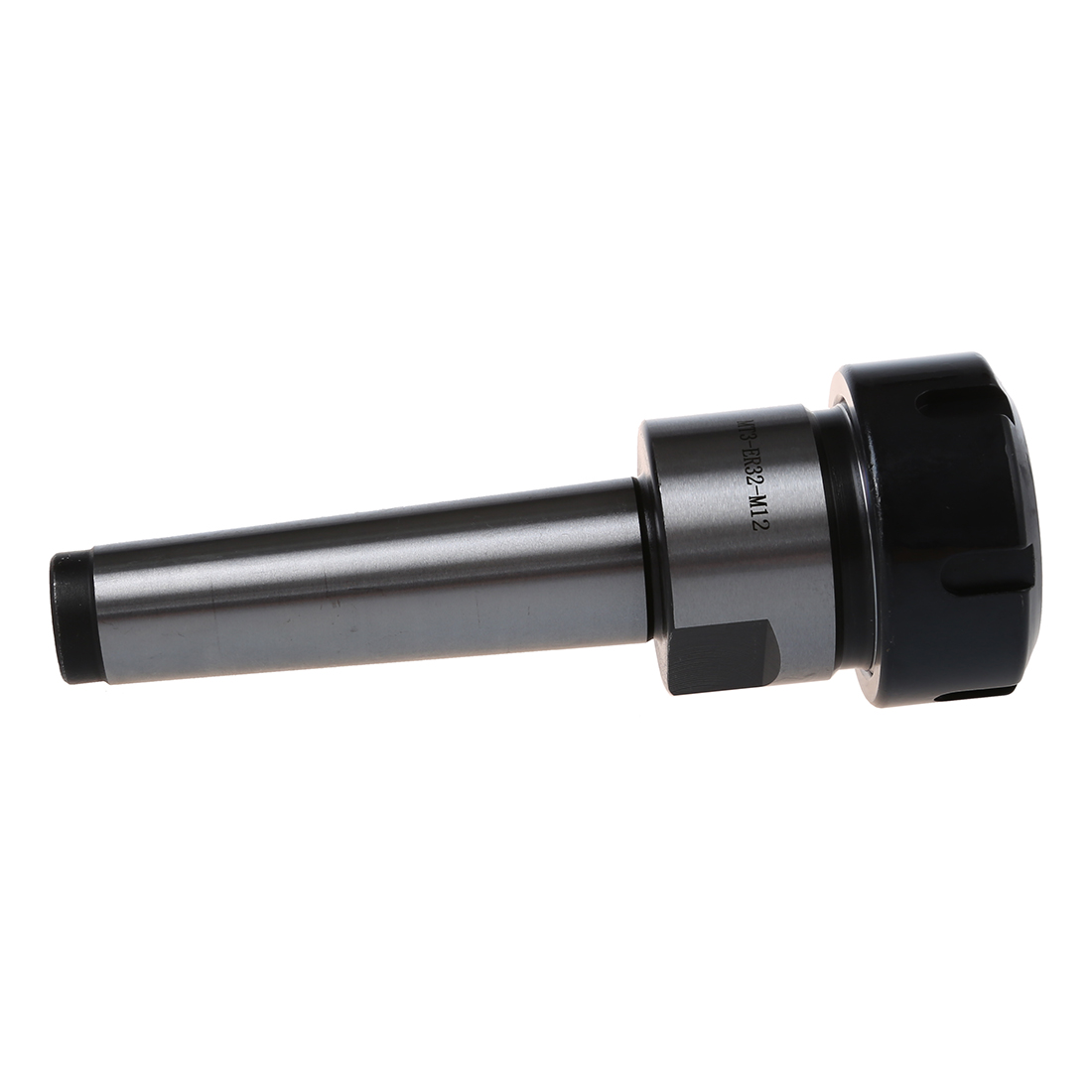 ER32 MT3 Taper Collet Chuck Holder – M12 Drawbar, Silver/Black, For Milling Lathe, Straight Shank Tool