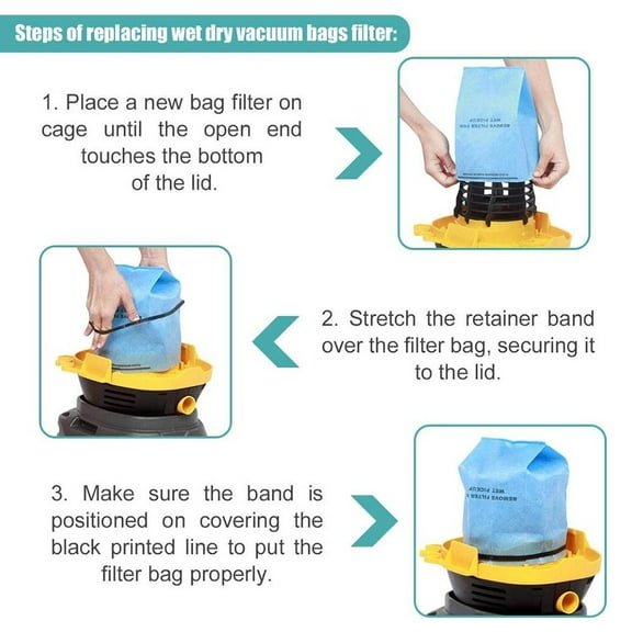 For 4 Gallon WS0400SS. High Quality Filter Bags Filter Bag Set with Bands for Shop Vac 2-2.5 Gallon 6pcs Fit 2.5 Gallon Vacuum