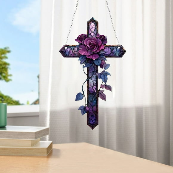 fsxdhpcsgfc Purple Rose Pendant 2D Flat Dyed Acrylic Pendant Stained Glass Decoration Room Decoration Outdoor Garden For Women Christmas Decorations Dolls Christmas Decorations Hamster Dance Ornament