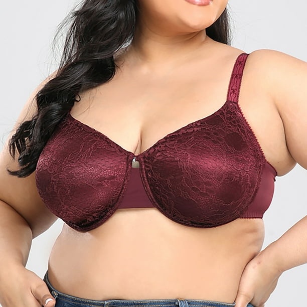 CHGBMOK Bras for Women Wirefree Comfortable Lace Breathable Bra Plus Size  Underwear 