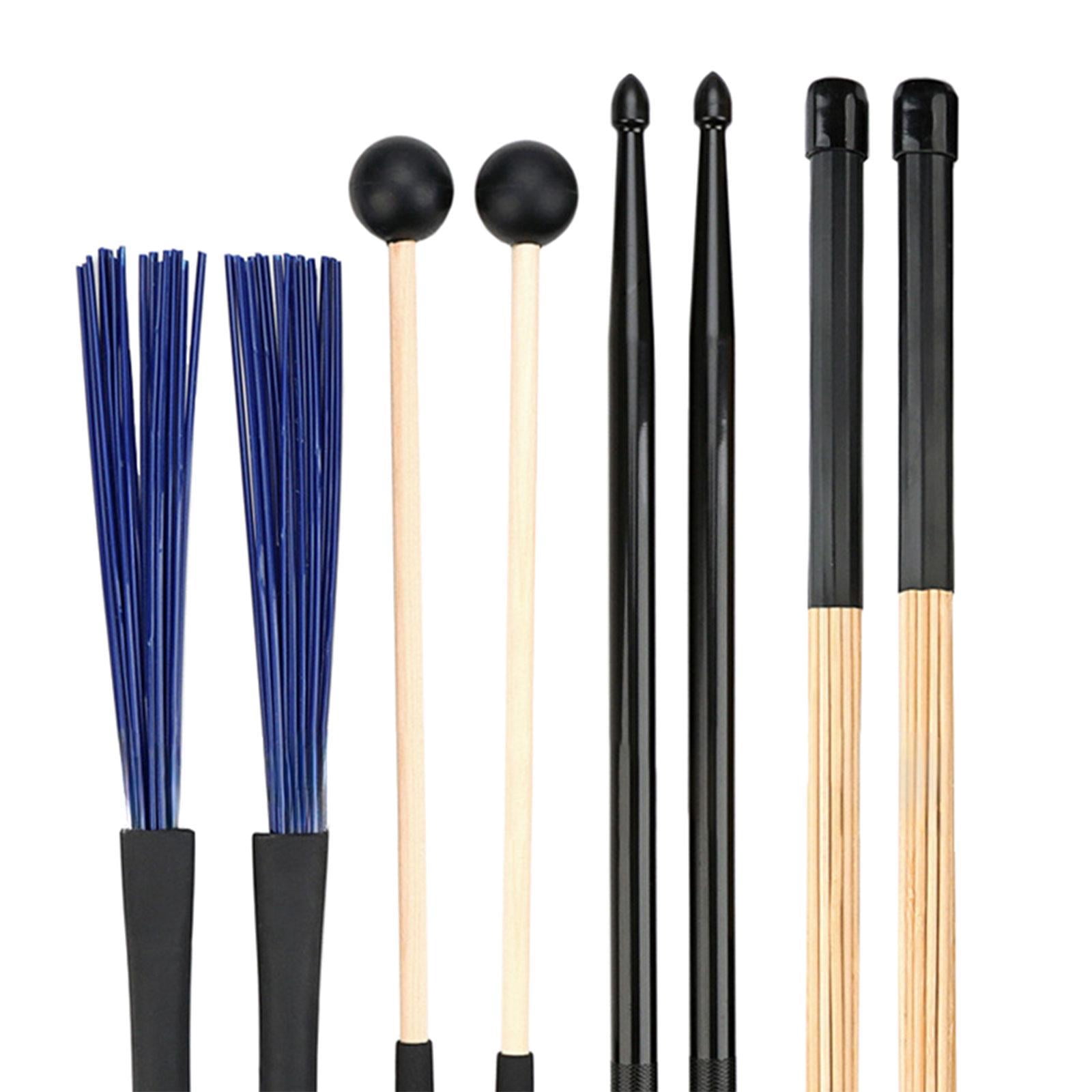 QccHieUs Drum Sticks Mallets Brushes Set Drumsticks Percussion Instrument Accessories for