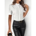 thumbnail image 4 of Camisas de Corta para Mujer, Blusas Abotonadas, Blusas Informales Texturizadas de Verano. L, 4 of 6