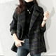 thumbnail image 1 of Chaqueta y abrigos casuales de manga larga sin capucha para mujer, chaqueta holgada de lana con retazos a cuadros a la moda, abrigo para mujer, 1 of 9