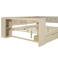 thumbnail image 2 of MAYEERTY Wood Full Size Platform Bed with Storage Shelves, Drawers, Charging Station and Upholstered Headboard, Cream, 2 of 12
