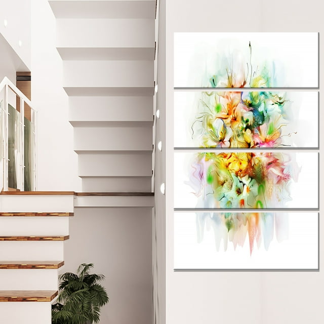 Yellow Watercolor Flowers - Floral Canvas Art Print