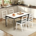 thumbnail image 2 of Gymax Set of 4 Dining Chairs Ladder Back Armless Side Chair w/ Solid Rubber Wood Legs Gray, 2 of 10