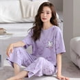 thumbnail image 4 of Pyjama d'Été Deux Pièces pour Femmes, Manches Courtes, Grande Taille, Tenue de Détente, 4 of 4