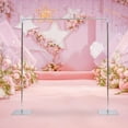 thumbnail image 2 of Wedding Arch Stand with Base Steel Square Arch Backdrop Artificial Flower Row Stand Modern Arch Frame for Weddings (118" x118", Silver), 2 of 13