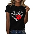 thumbnail image 2 of Lilgiuy National Pet Day Dog Paw Love Heart Print T-Shirt for Women Summer Solid Color Short Sleeve Soft Lightweight Cute Dog Mom Graphic Tees Tops Gift for Dog Lovers(Black,L), 2 of 4