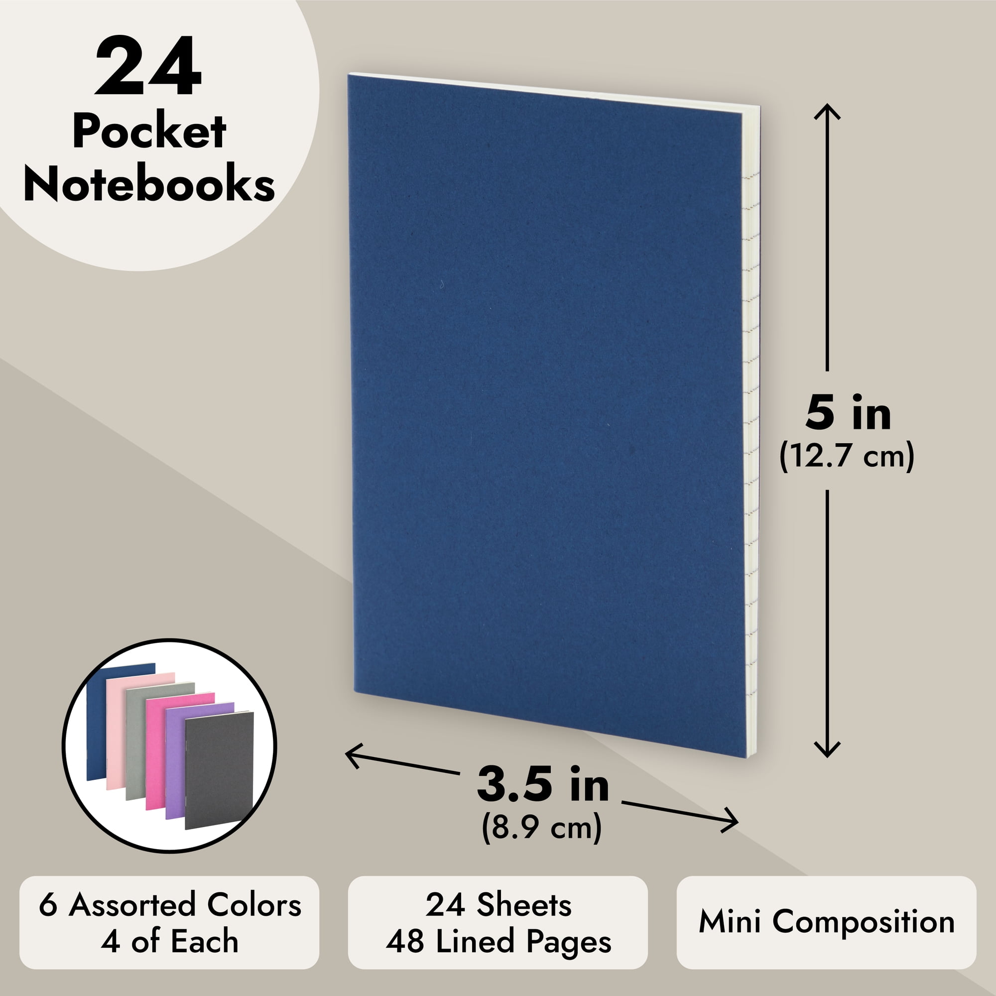 Walmart 24 Pack Mini Notebooks for Kids, School Supplies, 48