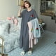 thumbnail image 1 of Pijama de verano para mujer, de manga corta, con dibujos de frutas, holgado, para estar en casa, alargado, de talla grande, camisón de rayas de una pieza, 1 of 5