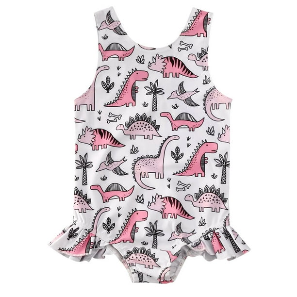 FOCUSNORM Cartoon Newborn Kids Baby Girl Dinosaur Swimsuit Swimwear