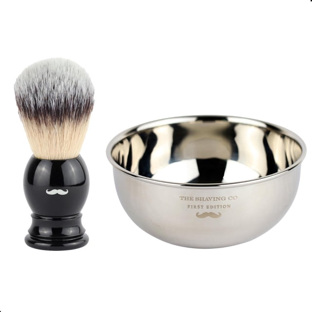 Kit Afeitado Brocha Afeitado + Vasija Acero The Shaving Co amarillo 1