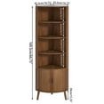 thumbnail image 2 of Bathroom Floor Corner Cabinet with Doors, Freestanding Narrow Storage Cabinets for Living Room, Kitchen, Walnut Color, 2 of 7