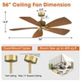 thumbnail image 5 of Parrot Uncle 56" Outdoor IP66 Waterproof Tropical Palm Leaf Ceiling Fan with Remote, 6-Speed DC Reversible Motor, No Light, Brown ABS Blades, 5 of 19