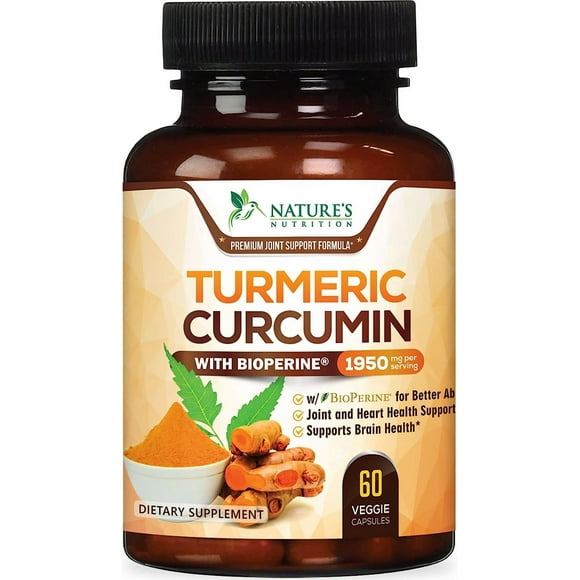 Nature's Nutrition Turmeric Curcumin Cúrcuma 1950 Mg 60 Cáps