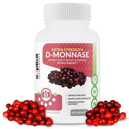 D-Mannose Capsules – Urinary Tract Cleanse & UTI Support – Fast Acting Digestive Cleanser – 1000mg Per Serving – eXplicit Supplements - 60 Capsules