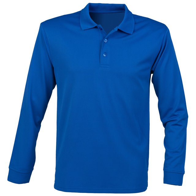 Henbury - Polo de manga larga con control de la transpiracion Modelo Coolplus hombre caballero (Azul Real)