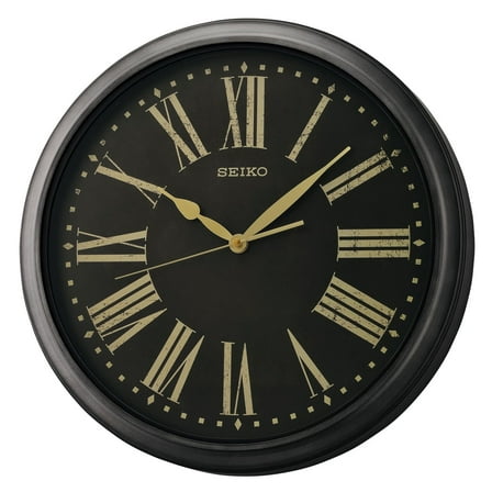 Seiko 16" Splash Resistant Outdoor Wall Clock, Analog, Quartz, Roman & Numeral QXA771KLH