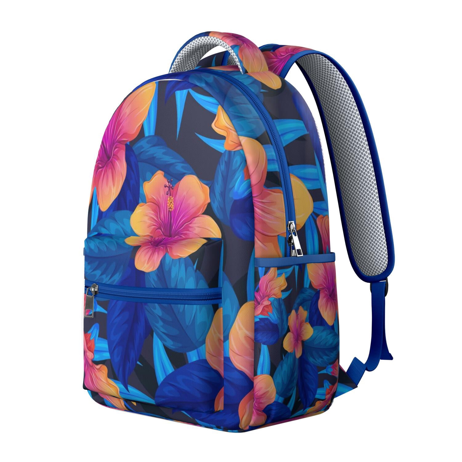 Exotic Botanical Themed Waterproof Backpack, Ergonomic & Stylish for College & Daily Use