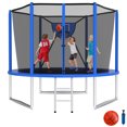 thumbnail image 1 of KOFUN 1000LBS 10FT Trampoline for Kids and Adults Outdoor Backyard Trampoline with Safety Enclosure Net, Removable Basketball Hoop, Ladder, A Ball, Blue, 1 of 7