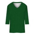 thumbnail image 3 of Fulijie Women's T-shirts V-Neck Mid-Long Sleeve Tops Tee Solid Color Blouse, 3 of 4