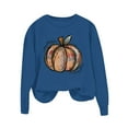 thumbnail image 3 of Ounisa Halloween Women's Pullover Thanksgiving Sweatshirt Pumpkin Printed Crew Neck Blouse Long Sleeve Tops with Pocket, 3 of 5