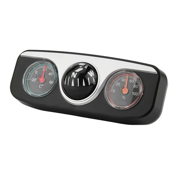 ZPSHYD Brújula de Montaje en Tablero, 3 en 1 Brújula de Montaje en automóvil Brújula Negra Montaje en Tablero Termómetro higrómetro Ajustable para automóviles, Barcos, Barcos, Camiones