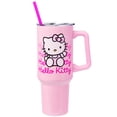 thumbnail image 1 of Silver Buffalo Sanrio Hello Kitty - Vaso de acero inoxidable con mango y popote, se adapta a portavasos estándar, 38 litros, 1 of 10