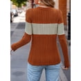 thumbnail image 2 of Weardear Women's Striped Color Block Sweater Long Sleeve Crewneck Casual Loose Fit Knit Sweater Pullover Tops, 2 of 5