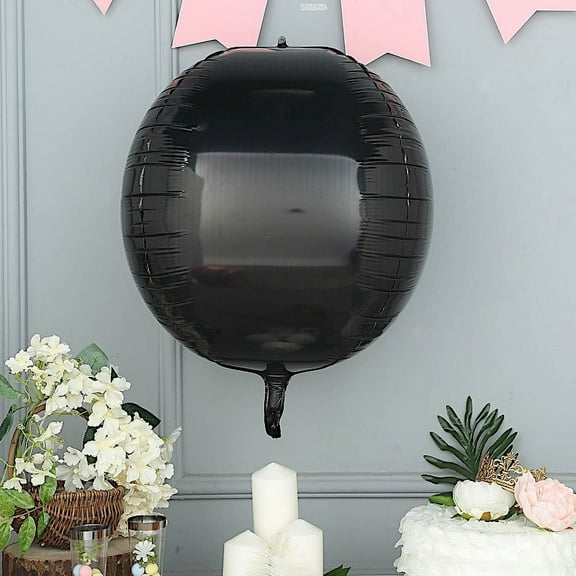 BalsaCircle 2 Black 18" 4D Round Balls Orbs Mylar Foil Plain Balloons Wedding Decorations