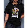 thumbnail image 1 of Camiseta divertida con estampado de naipes para mujer, con cuello redondo informal y elegante y mangas cortas. Top deportivo de ocio., 1 of 5