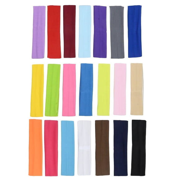 21 Pack Stretchy Yoga Headbands, Breathable Sweat Wicking Non-Slip Athletic Hair Bands, Elastic Sports Head Accessories for Running, Workout, Gym, Fitness Training for Men Women