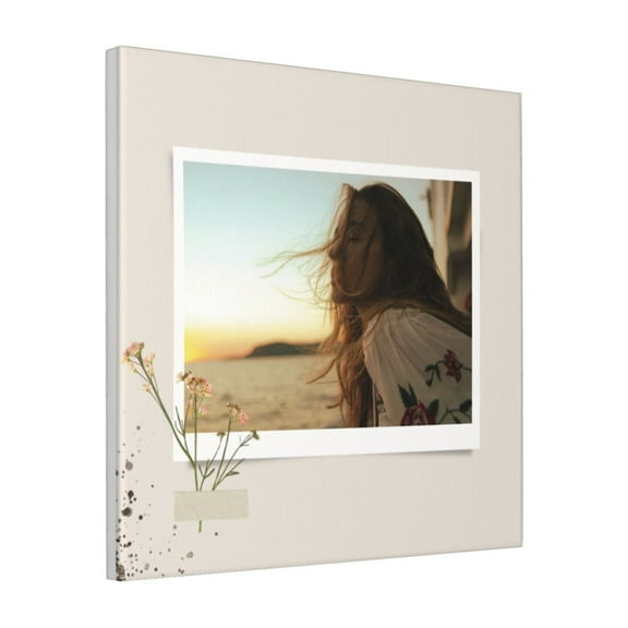 Custom Canvas Prints Beige Cameria Modern Personalized Photo Image Collage DIY Framed Kit Wall Art Picture Room Decor 18x18 inch