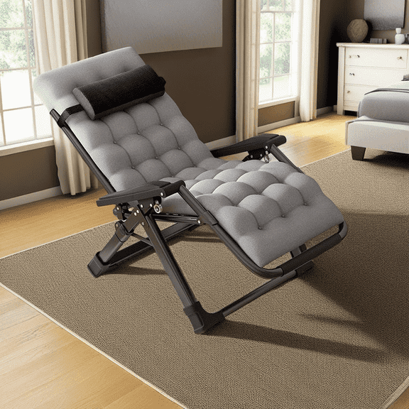 Naipo Zero Gravity Chair, Folding Adjustable Indoor Outdoor Foldable Padded Lounge Chair Reclining Lounge Chair with Removable Cushion, Headrest and Cup Holder, 353lbs