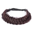 thumbnail image 4 of DIGUAN Messy Wide 2 Strands Synthetic Hair Braided Headband Classic Chunky Plaited Braids Elastic Stretch Hairpiece Women Girl Beauty Boho accessory, 62g/2.1 oz (Dark Burgundy), 4 of 5