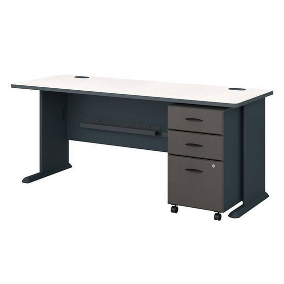 Scranton & Co 72" Desk with Mobile File Cabinet in Slate