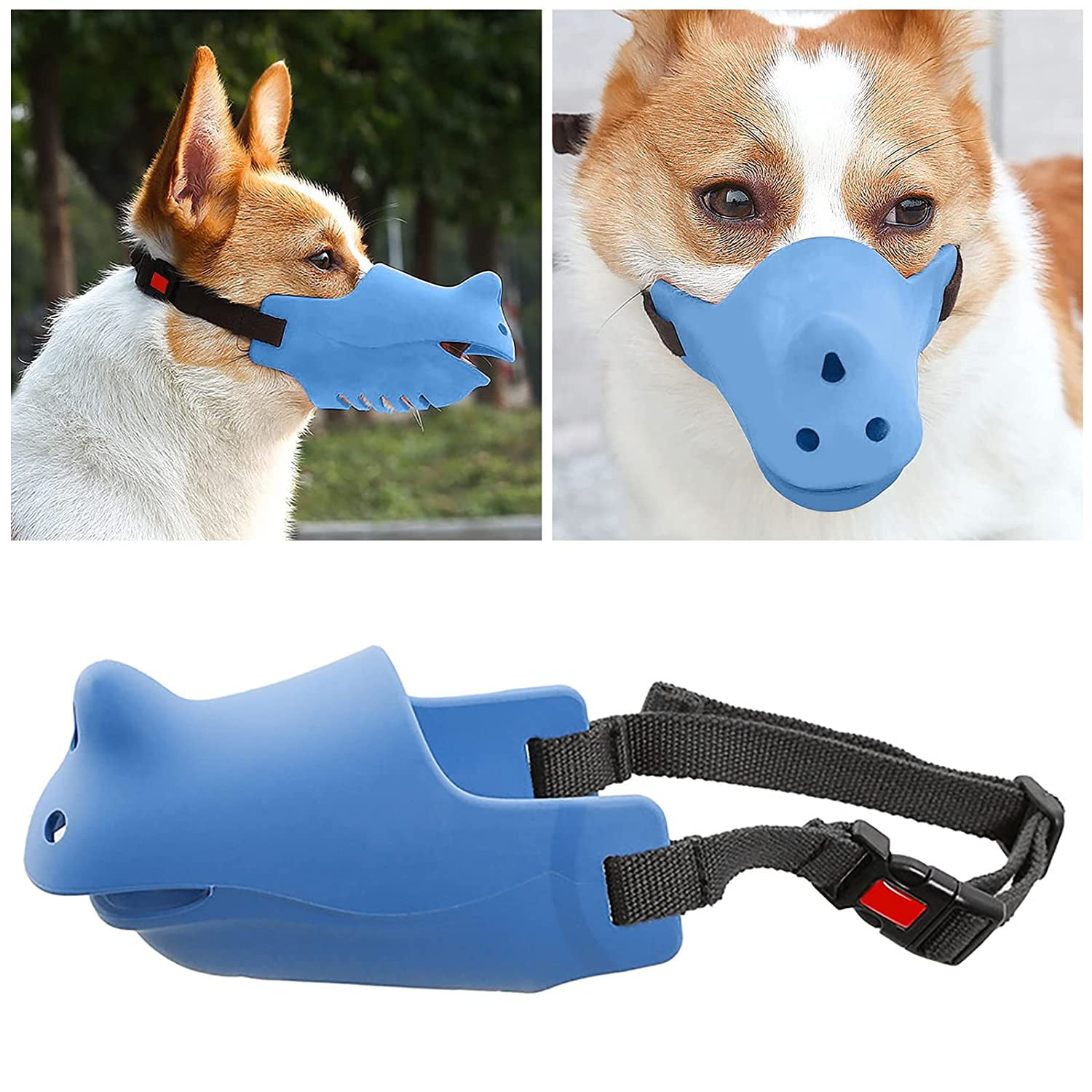 and Chewing Soft Duck Silicone Mouth Cover with Adjustable Strap LUCKYPAW Dog Muzzle for Small Dogs Corgi Poodle to Prevent Barking Biting 