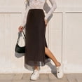 thumbnail image 5 of SOOMLON Mesh Skirts Women High Waist Elastic Waist Ankle Length Skirt Side Spilt Wrap Skirt Trendy Vacation Skirt, 5 of 9