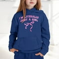 thumbnail image 2 of Unisex Fleece Lined Hooded With Kangaroo Pocket, Letter Pattern Print Long Sleeve Sweatshirts Athletic Casual Hoodie - Navy,4-5 Years, 2 of 5